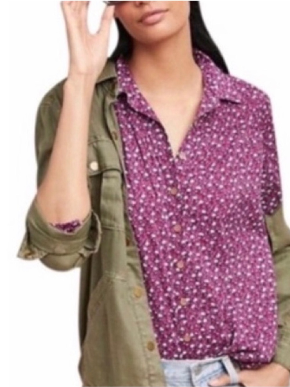 Anthropologie Maeve Purple Floral Button-Down Shirt